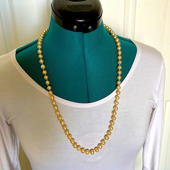 Jewelry Vintage Costume Pearl Necklace With Gold Toned Twist Clasp